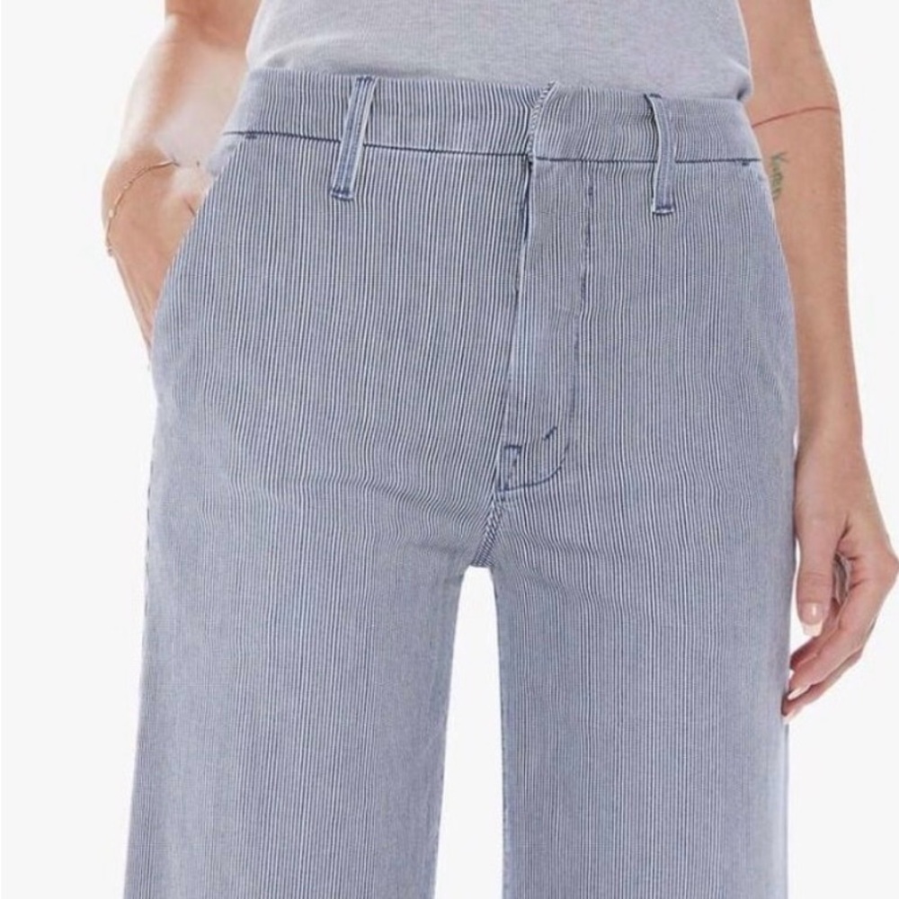 MOTHER Navy Striped Ankle Jeans